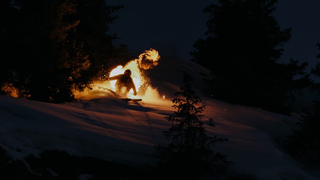 esquiador fogo aquecimento global