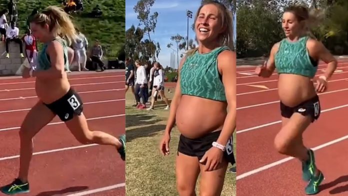 Atleta norte-americana faz sucesso ao correr grávida de 9 meses